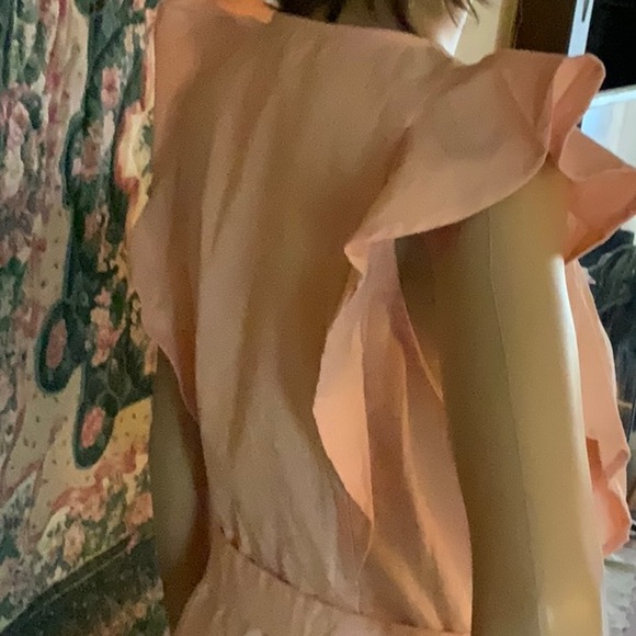 NWT SHOEDAZZLE PEACH RUFFLED WRAP DRESS WITH TIE BELT XL - Picture 5 of 6